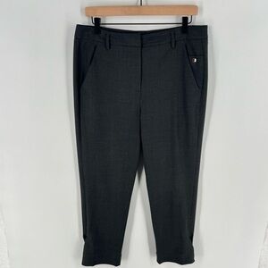 RIRI Charcoal Gray Stretch‎ Wool High Rise Adjustable Hem Slim Leg Crop Pant